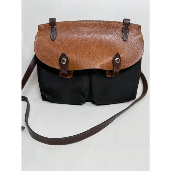 Vintage Dooney & Bourke Nylon Leather Saddlebag Messenger Bag - Picture 1 of 12
